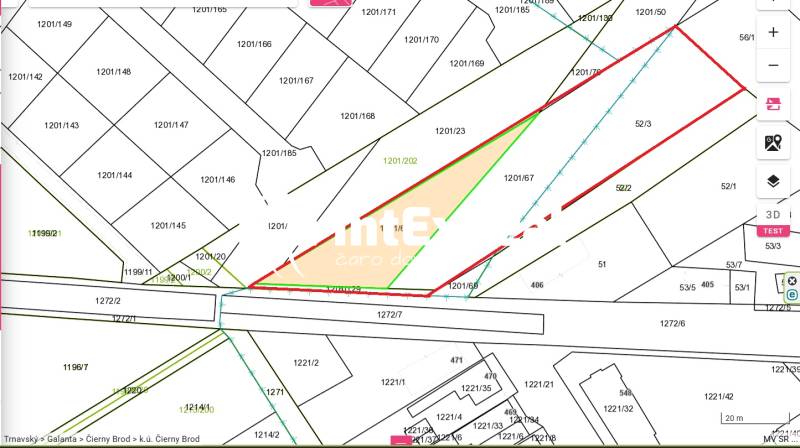 Investičná príležitosť, pozemok  na predaj, 3 399 m²,, Čierny Brod , viac na: https://reality.intexreal.sk/